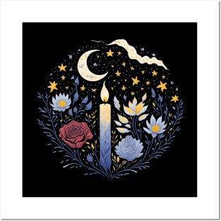 Candle Flowers and Starry Sky Posters and Art